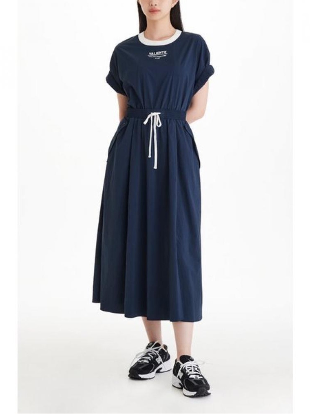 VOV String Band Roll-Up Short Sleeve Dress